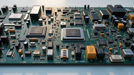 High-frequency PCB with controlled impedance traces, RF components, coaxial connectors, specialized dielectric materials, professional RF and microwave circuit board